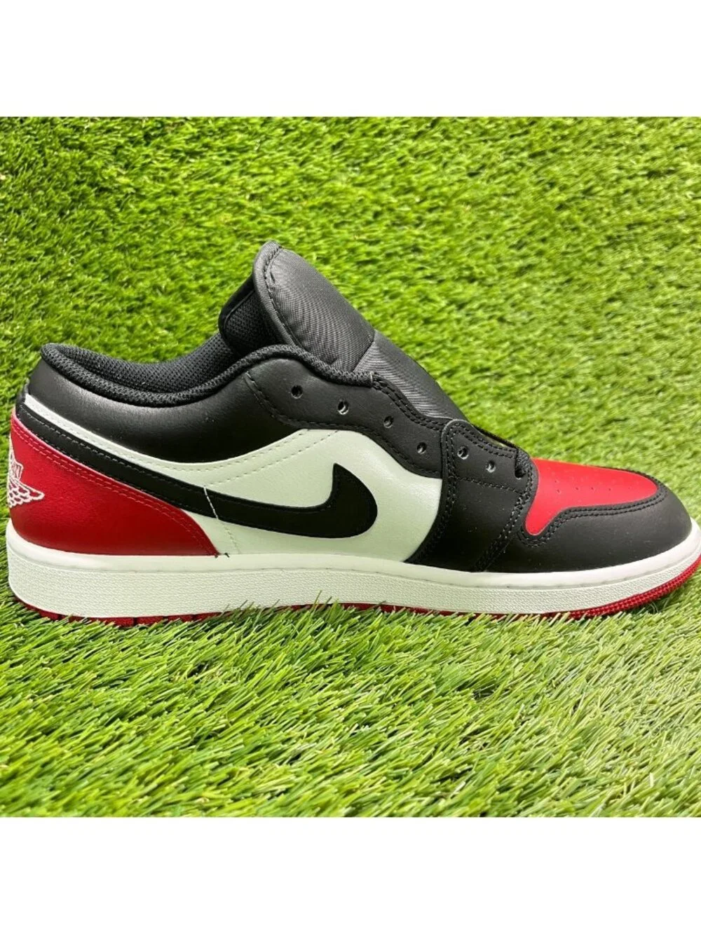 Nike Air Jordan 1 Low Mens Size 11.5 Red Black Athletic Leather Shoes Sneakers